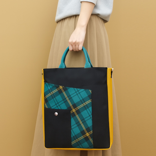2WAY BAG Long * Turquoise Check （2WAY 縦長・ターコイズチェック柄）
