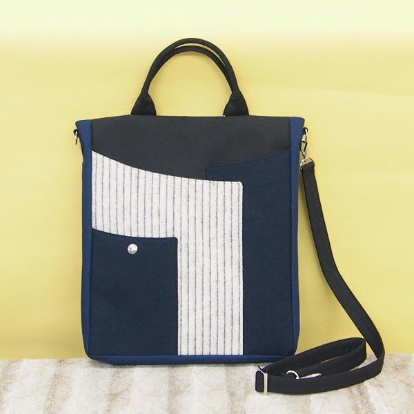 2WAY BAG Long * Navy White Stripe （2WAY 縦長・紺白ストライプ）