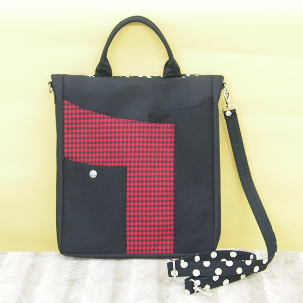 2WAY BAG Long * Red Black Check （2WAY 縦長・赤黒チェック柄）