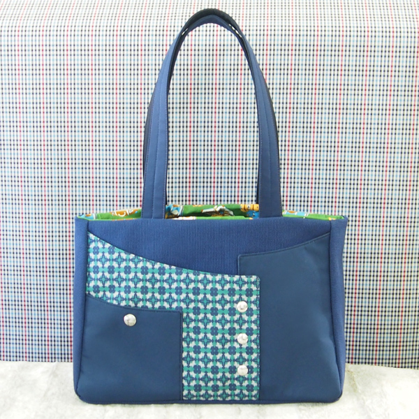 Square Tote Bag * Green Blue Geometry Flower（四角いトートバッグ・緑と青の幾何学模様）
