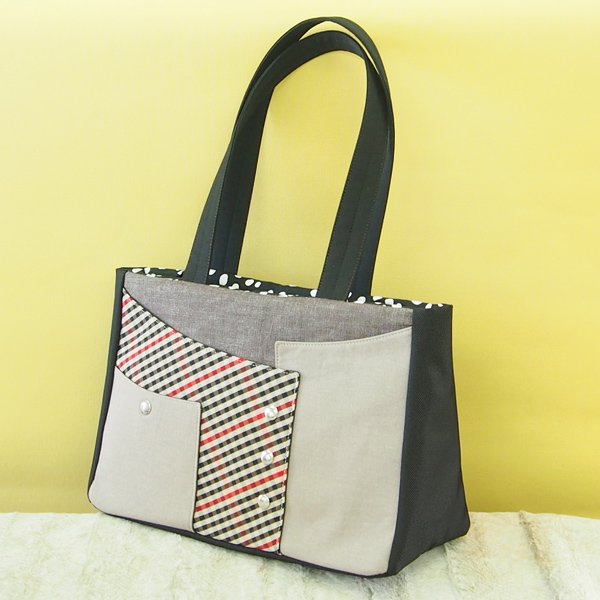 Square Tote Bag * Beige Check（四角いトートバッグ・ベージュチェック柄）