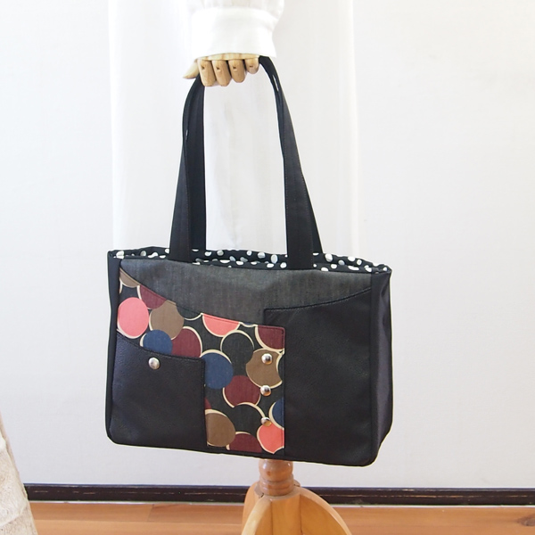 Square Tote Bag * Retro Pink Dot（四角いトートバッグ・レトロピンクドット柄）