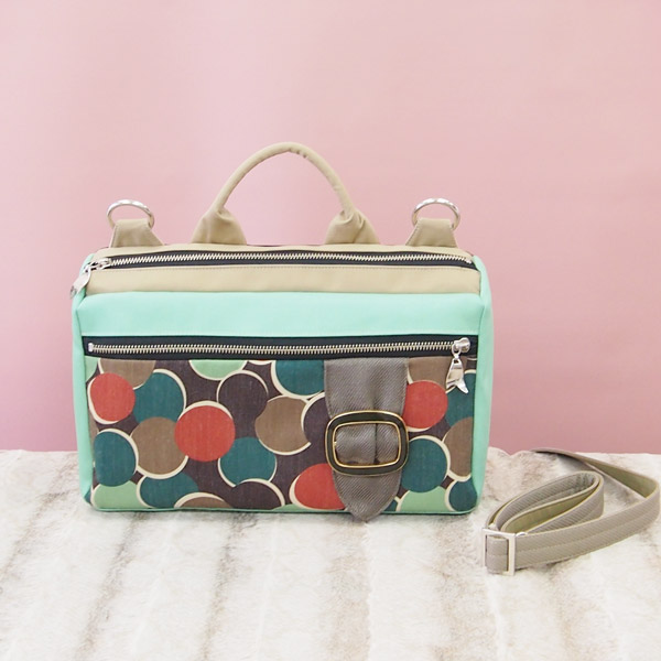 Square Shoulder * Orange Brown Colorful Dot（四角型ショルダー・オレンジ茶のカラフルドット）