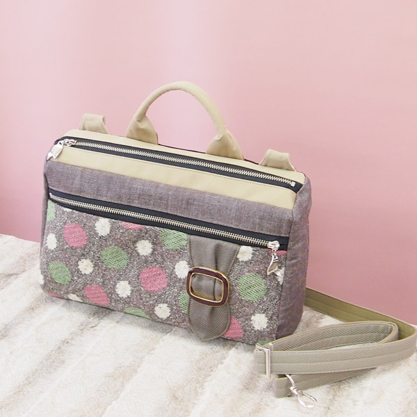 Square Shoulder * Natural Pink Dot（四角型ショルダー・ナチュラルピンクドット）