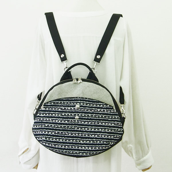 Chestnut Backpack * Navy Fancy Border（マロン型リュック・紺ファンシーボーダー）