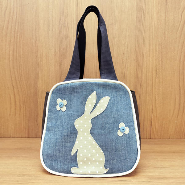 Tote Bag S * Light Blue Rabbit（トートバッグ S・水色とうさぎ）