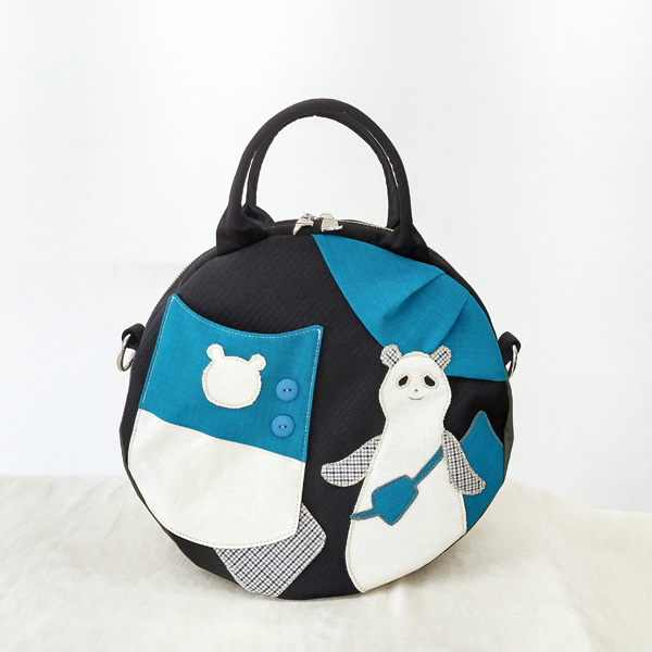 2WAY BAG Round * Turquoise Blue & Panda（2WAY ラウンド・ターコイズブルーとパンダ）