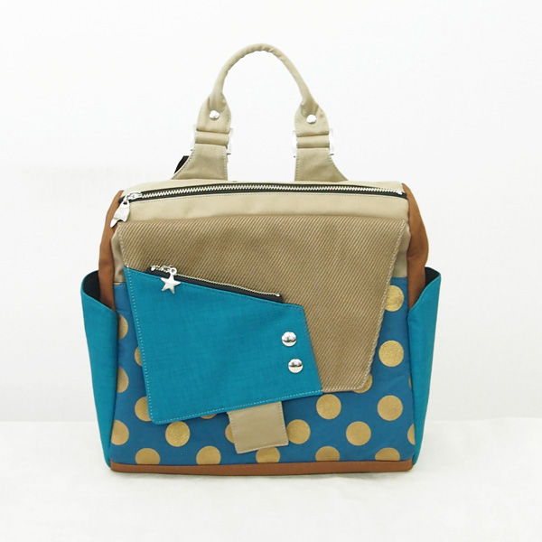 Square Backpack S * Turquoise Gold Dot（四角いリュックS・ターコイズ金ドット）