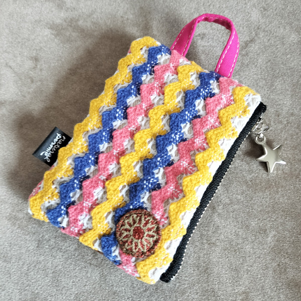 IC Card & Key Case * Colorful Border Flower（カード&キーケース・カラフルボーダーと花柄）