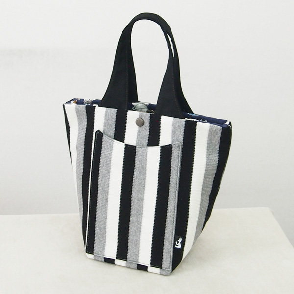 Mini Tote Long * Monotone Stripe（タテ型ミニトート・モノトーンストライプ）