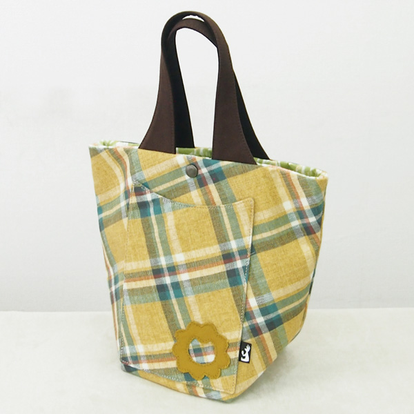 Mini Tote Long * Yellow Check（タテ型ミニトート・黄色チェック柄）