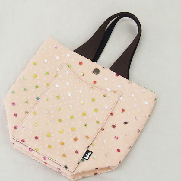 Mini Tote Long * Rame Light Pink Dot（タテ型ミニトート・ラメピンクドット）