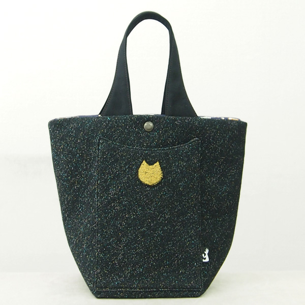 Mini Tote Long * Rame Black（タテ型ミニトート・ラメ黒）