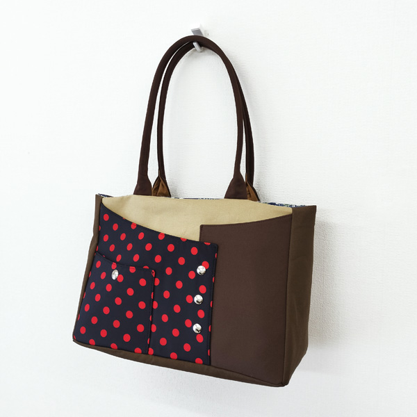 Square Tote Bag * Red Navy Dot（四角いトートバッグ・赤紺ドット）