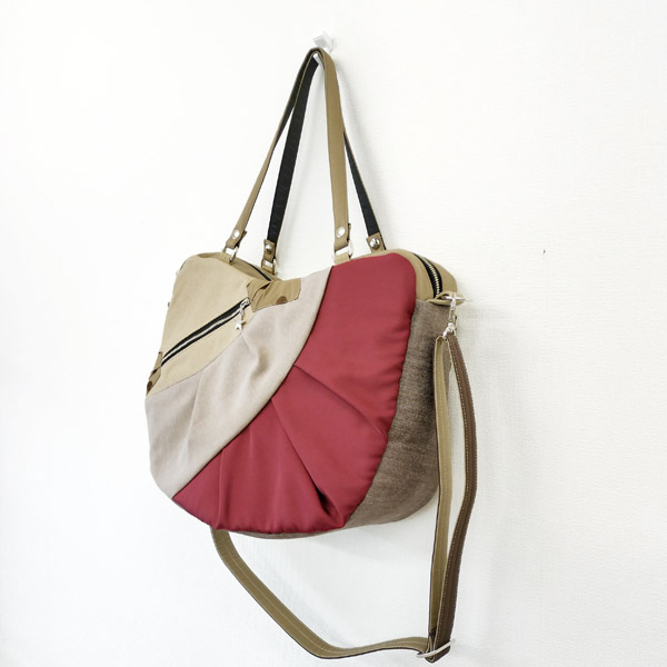 2WAY BAG Heart * Beige & Dark Red（2WAY ハート型・ベージュと濃い赤）