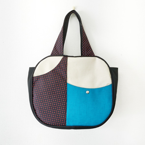 Tote Bag L * Turquoise & Red Dot（トートバッグL・ターコイズと赤ドット）