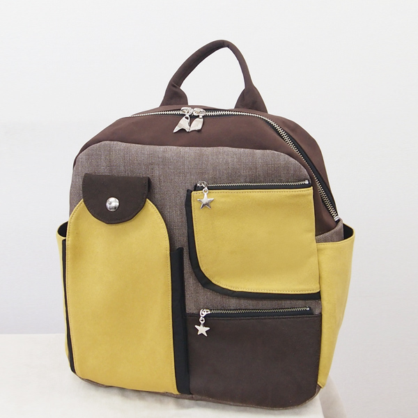 Wide Backpack * Light Yellow Suede（幅広いリュック・淡い黄色スエード）