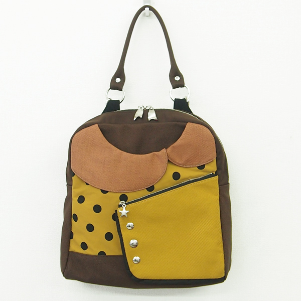 2WAY Collar Backpack * Mustard Dot（2WAYえりリュック・マスタードドット柄）