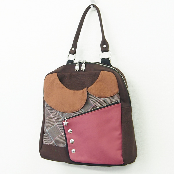 2WAY Collar Backpack * Pink Check（2WAYえりリュック・ピンクチェック柄）
