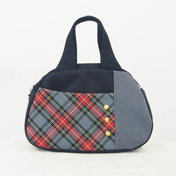 Mini Boston * Red Gray Check（ミニボストン・赤グレーチェック柄）