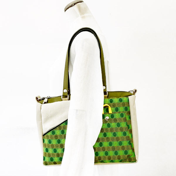 2WAY BAG Square  * Light Green Dot（2WAY 四角型・きみどりドット）