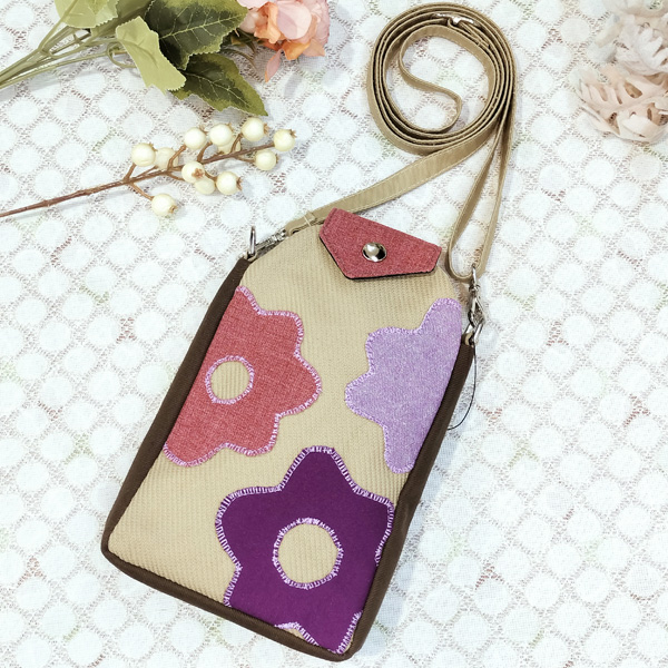 Mobile Shoulder * Purple Flower（ワーク＆スマホショルダー・むらさきの花柄）
