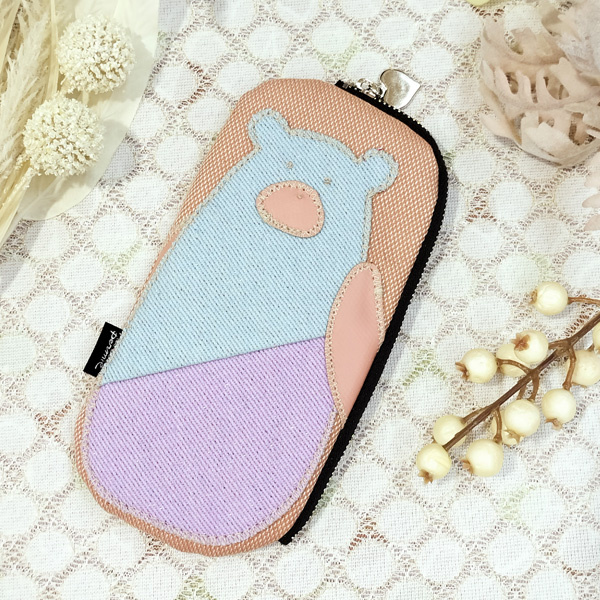Glasses or Pen Case * Pink Bear（メガネまたはペンケース・ピンクのクマ柄）