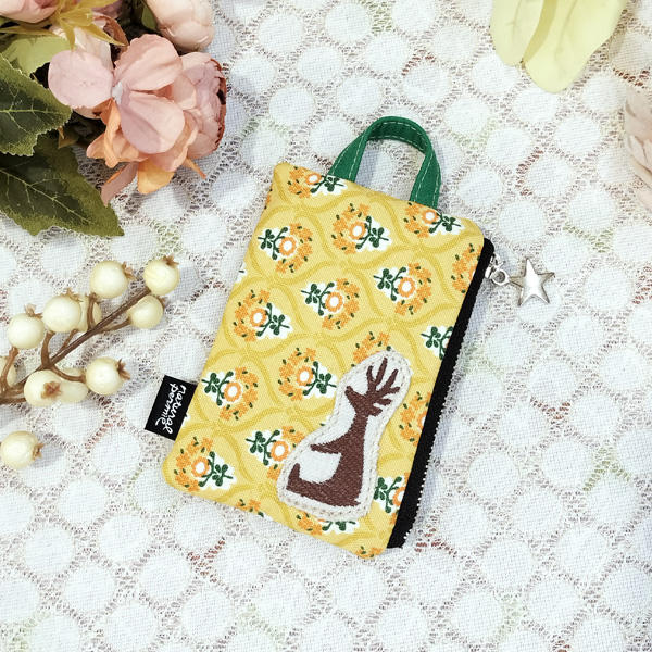 IC Card & Key Case * Yellow Flower Deer（カード&キーケース・黄色花柄と鹿）