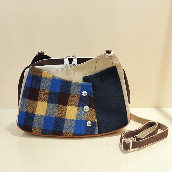 Shoulder M * Brown Yellow Blue Check（ショルダーM・茶黄青チェック柄）