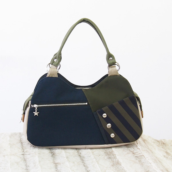 2WAY BAG shape M * Navy & Khaki（2WAY M型・紺とカーキ）