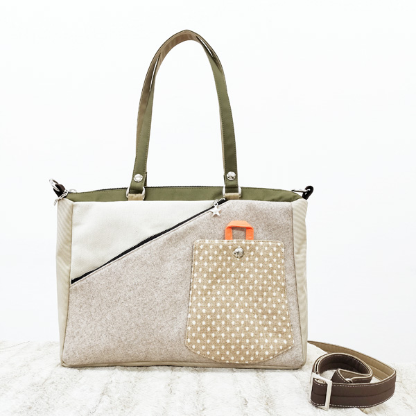 2WAY BAG Square  * Beige Dot（2WAY 四角型・ベージュとドット柄）