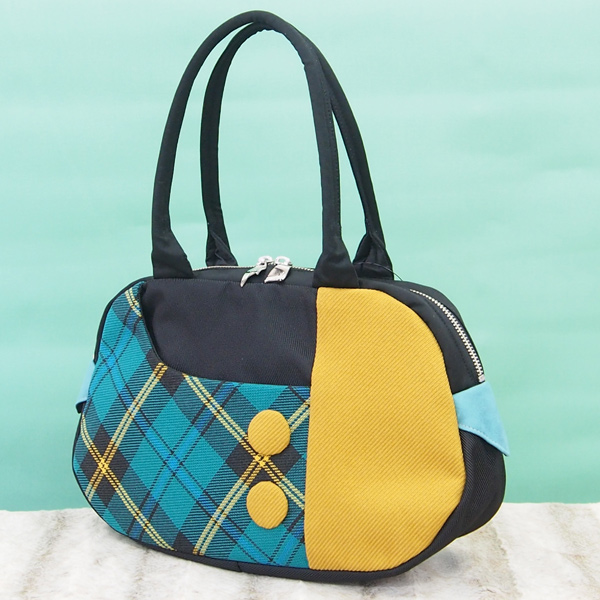 Oval Boston  * Turquoise Check（楕円ボストン・ターコイズチェック柄）