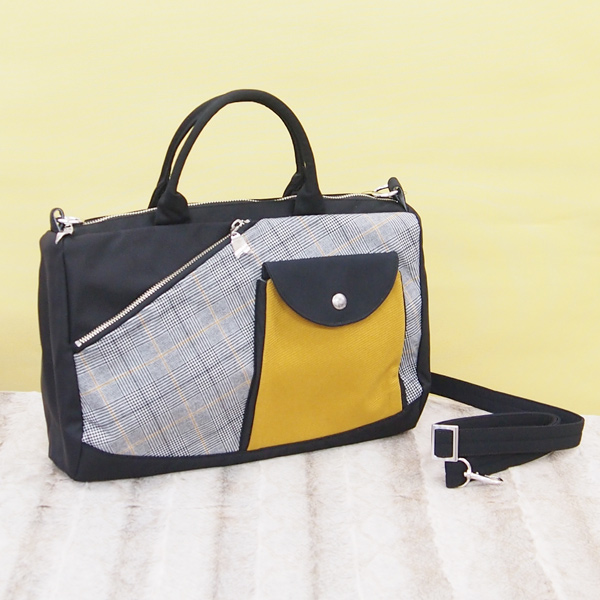 2WAY BAG WIDE * Glencheck & Mustard（2WAY 横長・グレンチェック柄とマスタード）