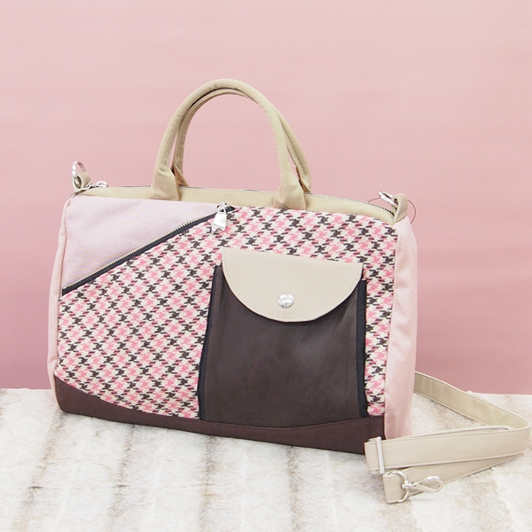 2WAY BAG WIDE * Soft Pink Check（2WAY 横長・ピンクチェック柄）
